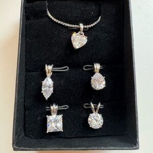 Source Unknown Silver-Tone Clear Crystal Pendant Set - Heart & Assorted Cuts